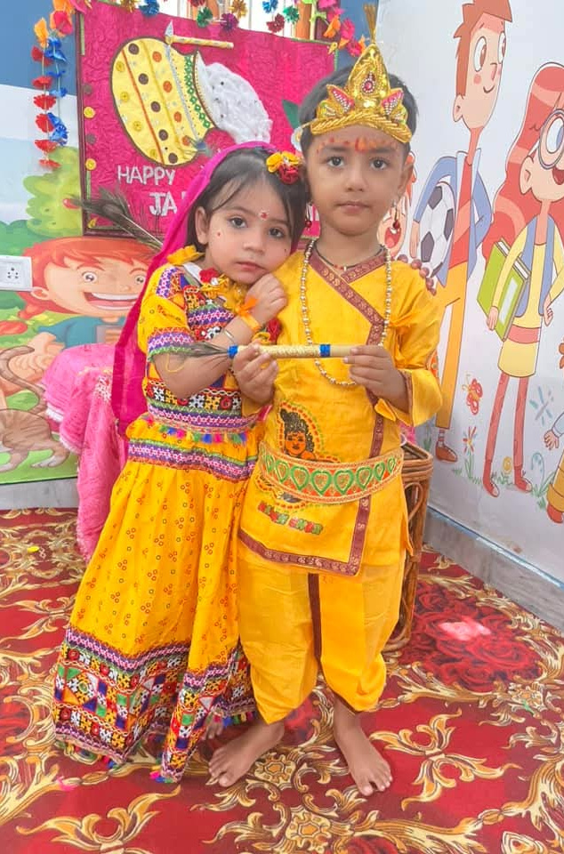 Dressed as Radha and Krishna for Janmashtami