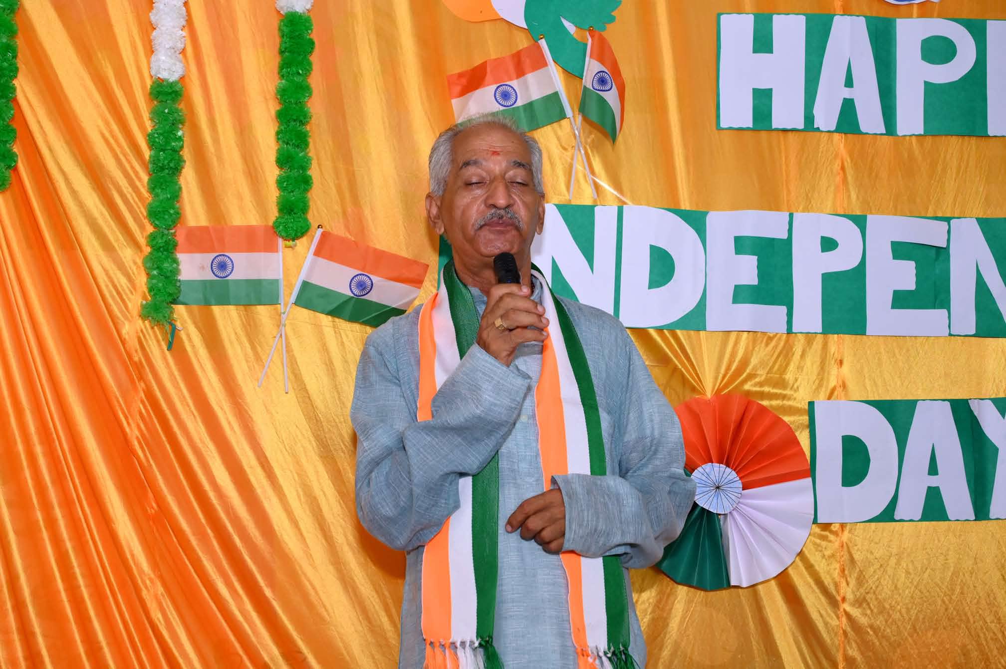 Our chief guest addressing the school